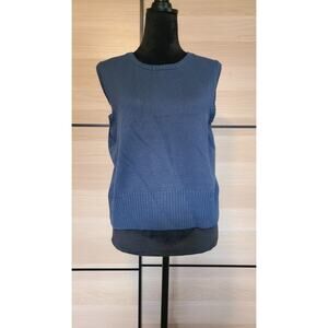 VTG Talbots Womens Boxy Knit Sweater Vest L Petites Merino Wool Academia Preppy